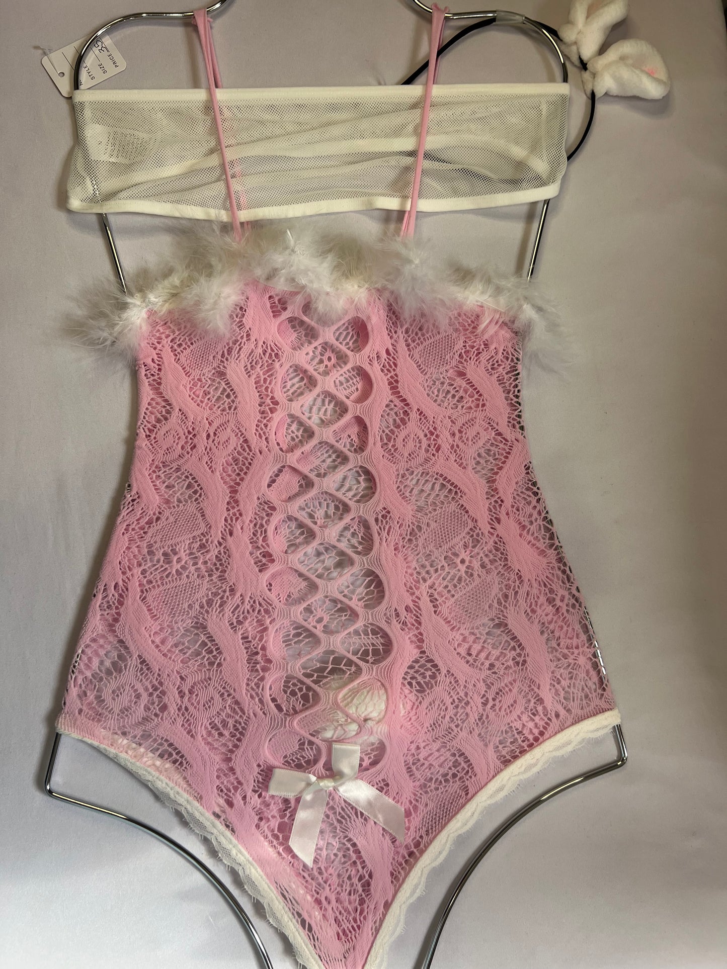 Pink Lace Bunny Lingerie Set
