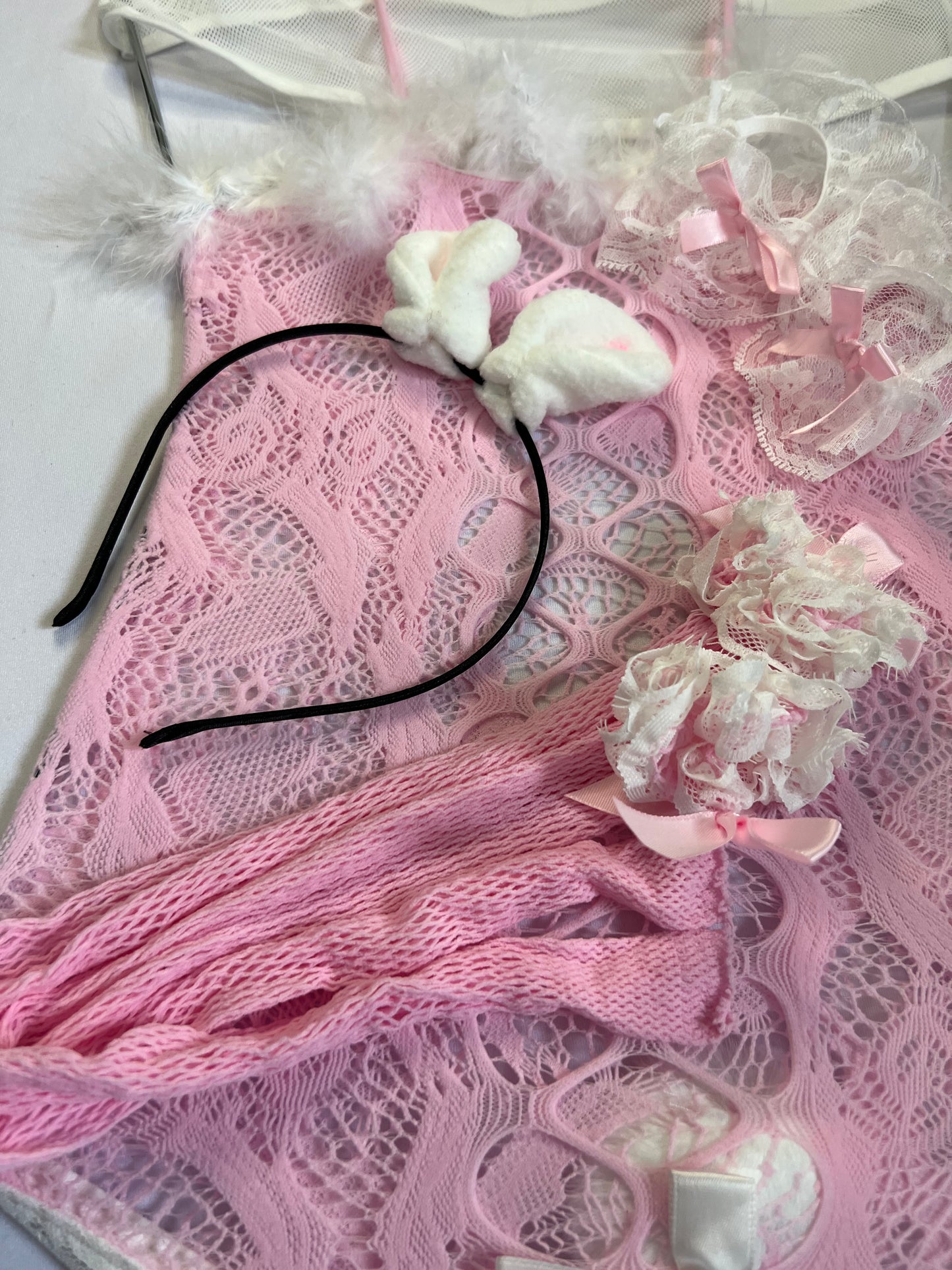 Pink Lace Bunny Lingerie Set