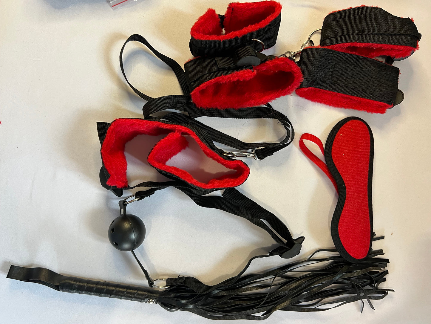 Deluxe Red & Black Bondage Kit – 7-Piece BDSM Set