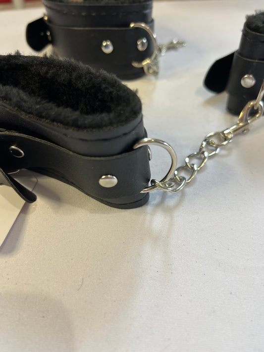 3 Faux Leather Furry Handcuffs – Adjustable Restraints for Couples