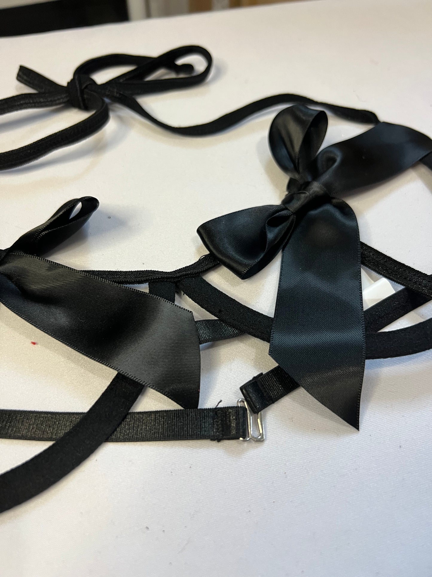 Black Satin Bow Lingerie Set