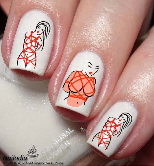 BDSM Nail Art Stickers – Erotic Shibari-Inspired Designs