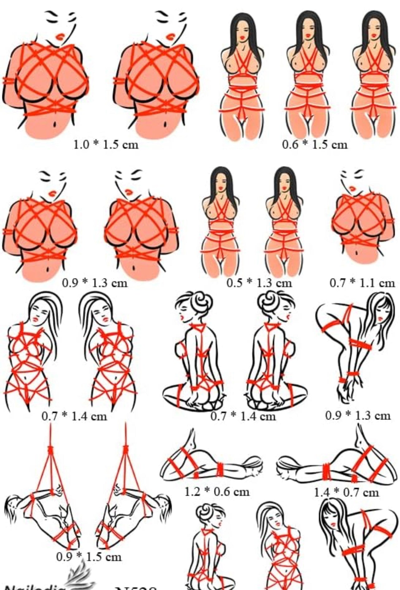 BDSM Nail Art Stickers – Erotic Shibari-Inspired Designs