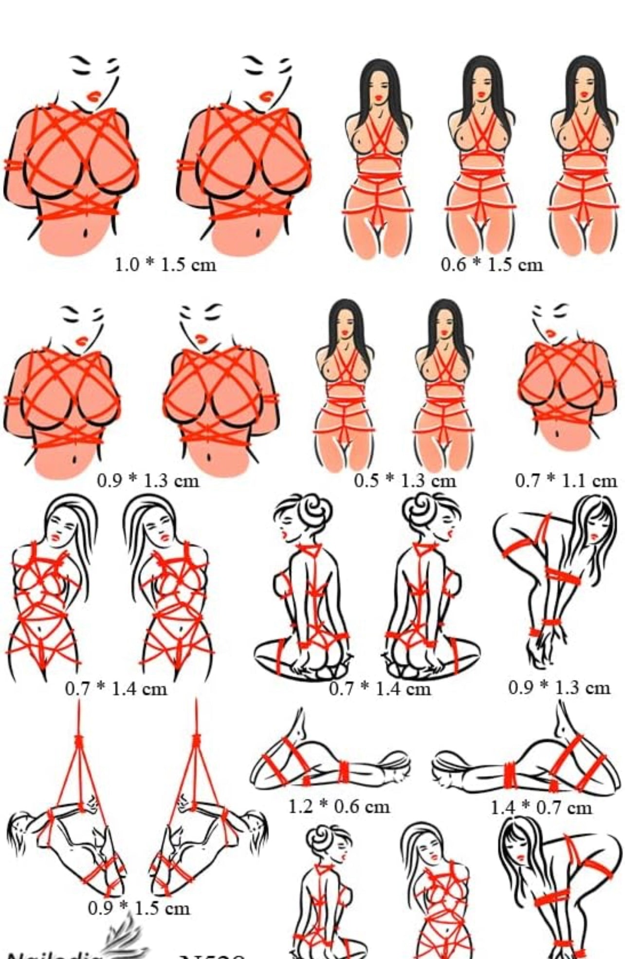 BDSM Nail Art Stickers – Erotic Shibari-Inspired Designs