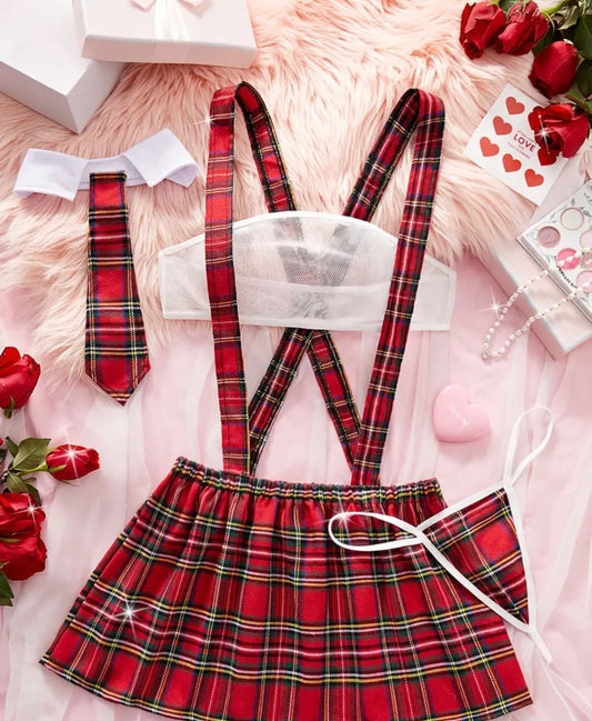 Red Plaid Lingerie Set
