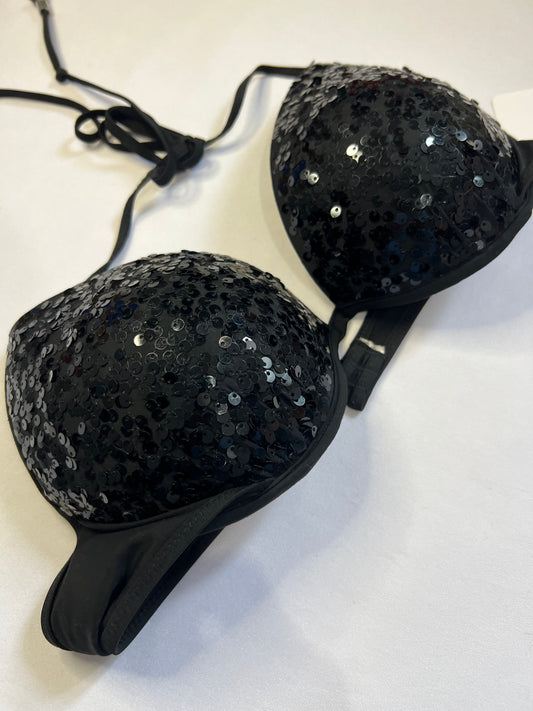 Sparkling Black Sequin Bikini Top