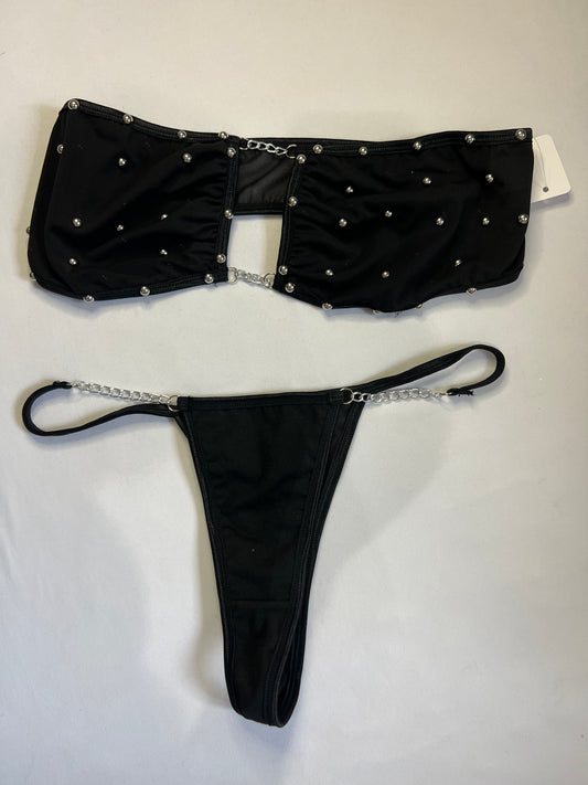 Chic Black Studded Bikini Set