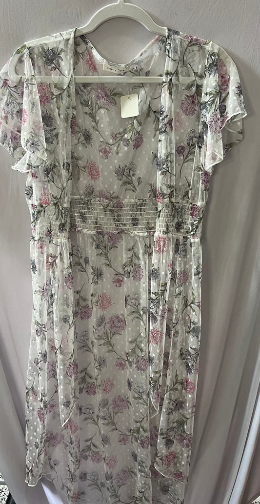 Charming Floral Sheer Dress with Polka Dots