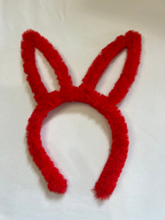 Red Fuzzy Bunny Ears Headband