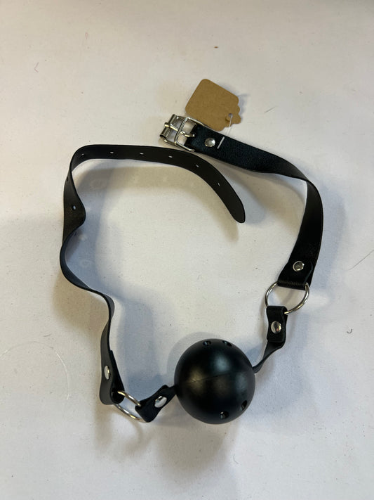 Black Breathable Ball Gag – Adjustable BDSM Mouth Restraint