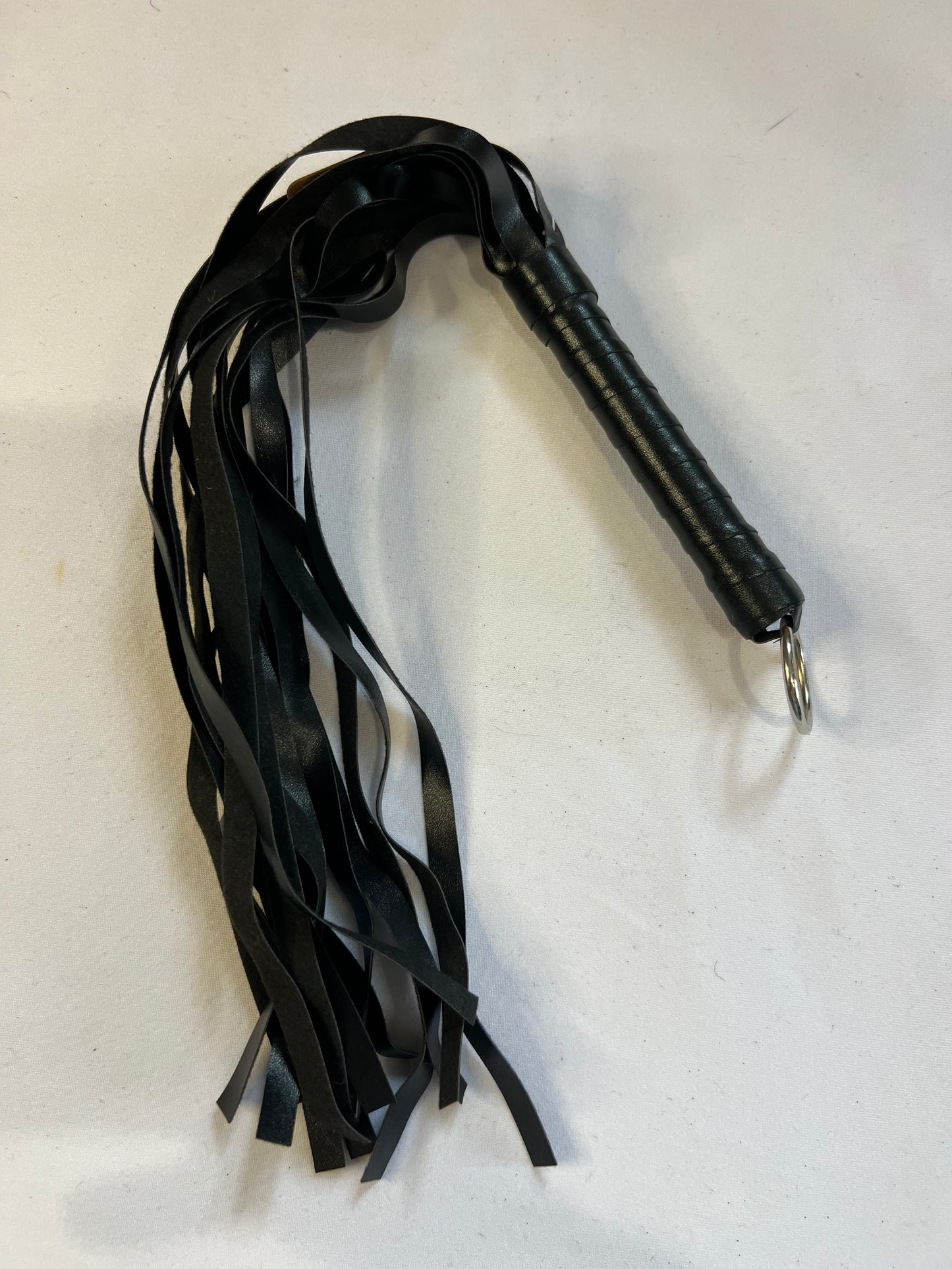 Black Faux Leather Flogger – BDSM Whip for Sensual Impact Play