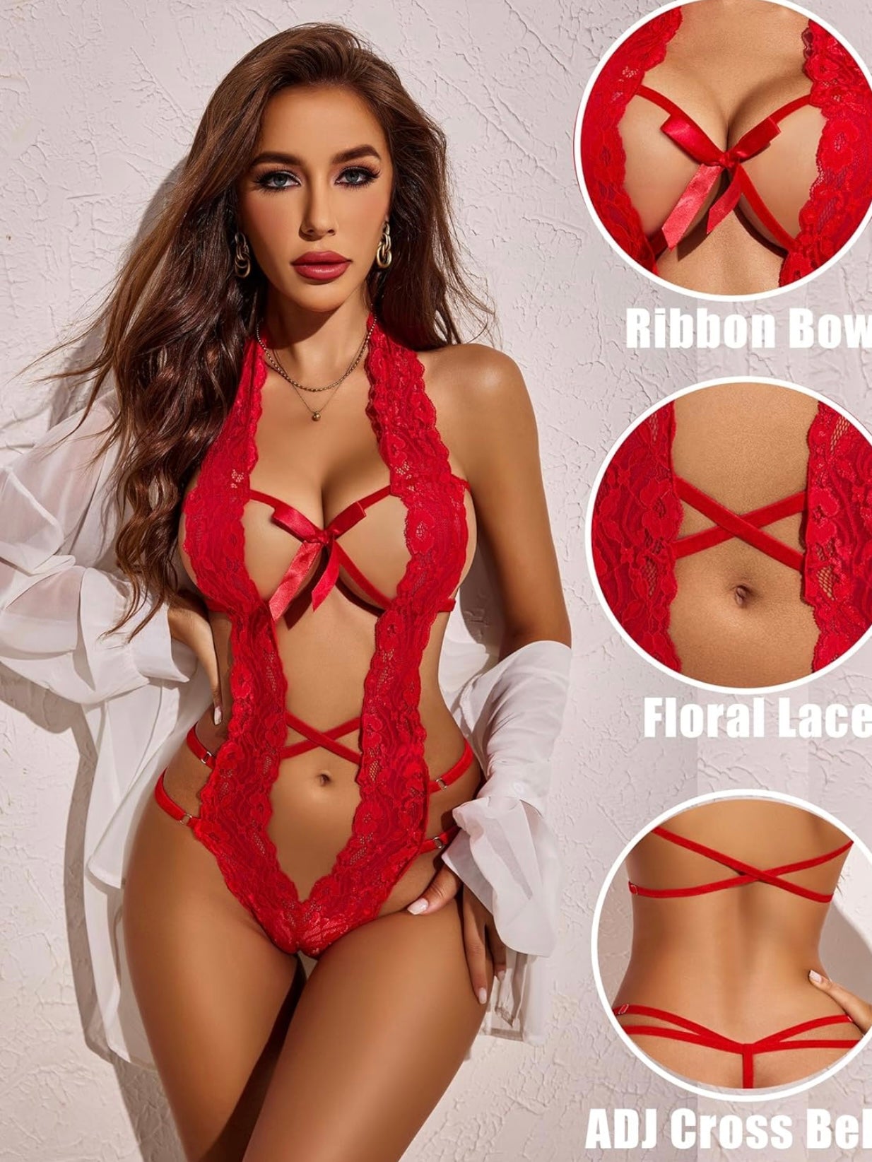 Seductive Red Lace Teddy – One Piece