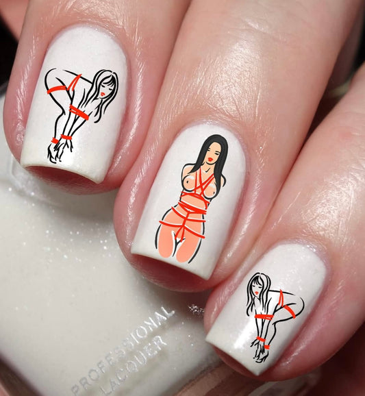 BDSM Nail Art Stickers – Erotic Shibari-Inspired Designs