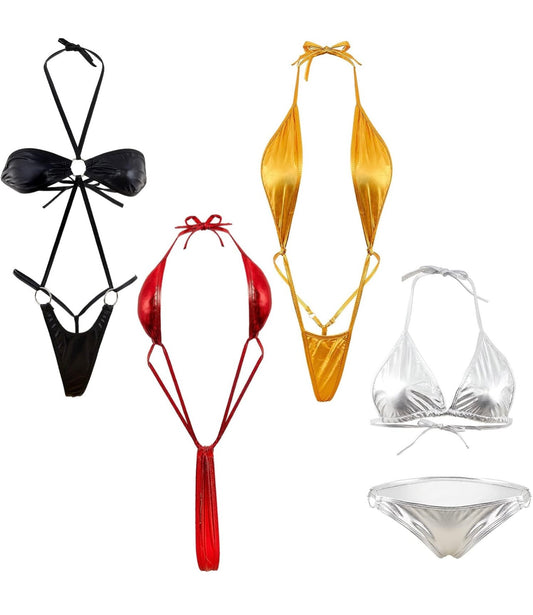 Dare to Shine – Metallic Micro Bikini & Monokini Collection